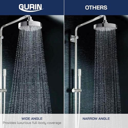 GURIN Shower Head High Pressure Rain, Luxury Bathroom Showerhead with Chrome Plated Finish, Adjustable Angles, Anti-Clogging Silicone Nozzles (California 1.8 GPM)