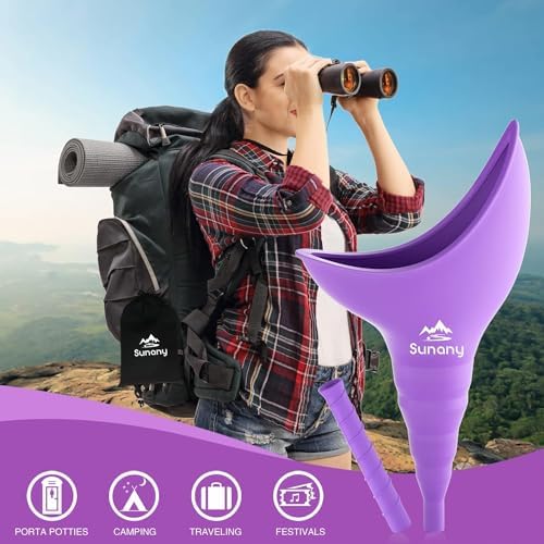 Female Urination Device, Reusable Female Urinal Silicone Women Pee Funnel Allows Women to Pee Standing Up, The Perfect Companion for Camping,Outdoor,Travel（Fuchsia）