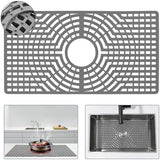 Silicone Sink Protector 30"x16" Center Hole, Heat Resistant Non-slip Dishwasher Suitable, Large Sink Mat for Bottom of Farmhouse Kitchen Stainless Steel Sink
