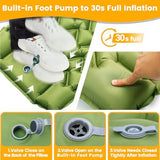 Camping Sleeping Pad, 4in Thick Ultralight Inflatable Camping Mat with Pillow, Built-in Foot Pump Sleeping Mat, Wide Compact Camping Pad for Travel Tent Hiking Backpacking Trip Car Camp Gear