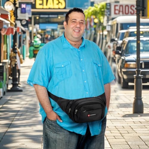 Fanny Pack Men Women Plus Size with Extender Strap 70",Extra Large Crossbody Waist Bag with Adjustable Belt, Fashion Hip Bum Bag for Outdoors Workout Traveling Casual Hiking Walking Cycling