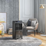 HOMCOM 32" Evaporative Air Cooler, 60° Oscillating, 3-In-1 Ice Cooling Fan, Portable Swamp Cooler with Humidifier, Water Tank for Home Office, 3 Modes, 3 Speeds, 12H Timer, Remote, Black