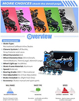 2PM SPORTS Vinal Girls Adjustable Flashing Inline Skates, All Wheels Light Up, Fun Illuminating Skates for Kids Men Adult Women and Boys