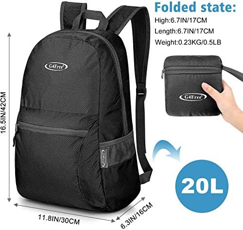 G4Free 20L Lightweight Packable Backpack Travel Hiking Daypack Foldable Backpack for Men Women