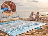 WEKAPO Beach Blanket Sandproof Waterproof, Extra Large Beach Mat, Oversized & Compact Sand Free Mat Quick Drying, Lightweight & Durable with 6 Stakes & 4 Corner Pockets
