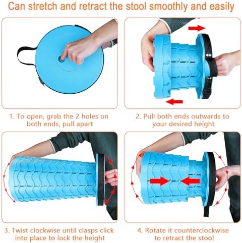 Boreeman Upgraded Folding Stool Lightweight Yet More Sturdy with Load Capacity 400lbs Portable Collapsible Stool for Camping Fishing Hiking BBQ (Light Blue)