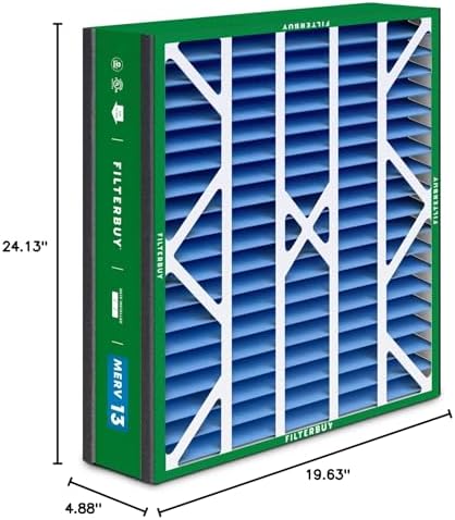 Filterbuy 20x25x5 Air Filter MERV 13 Optimal Defense (2-Pack), Pleated HVAC AC Furnace Air Filters for Trion Air Bear, Generalaire, Skuttle, and More (Actual Size: 19.63 x 24.13 x 4.88 Inches)