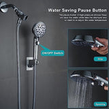 Handheld Shower Head with On Off Switch 8-Mode High Pressure Showerhead with 79 Inches Extra-long Stainless Steel Hose and Bracket PLUS Extra Low-Reach Adhesive Wall Mount for Kids,Silver…