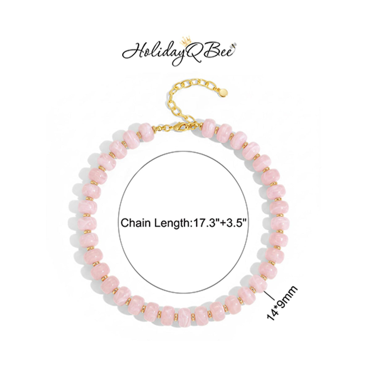 HolidayQbee Chunky Pink Beaded Choker Necklace for Women Jewelry Gifts