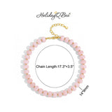 HolidayQbee Chunky Pink Beaded Choker Necklace for Women Jewelry Gifts