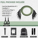 VEICK Resistance Bands, Exercise Bands, Workout Bands Set for Working Out with Handles for Men Women, Elastic Exercising Bands for Fitness Weights Work Out at Home Gym