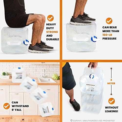 Collapsible Water Container with Spigot, BPA Free, Food Safe Camping Water Storage Cube Jug for Outdoor Hiking Hurricane & Emergency Survival Kit, Portable Foldable Canteen