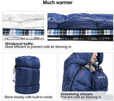 REDCAMP Flannel Sleeping Bag for Adults, Comfortable Cotton Sleeping Bags for Camping with Detachable Hood, Red/Grey/Blue