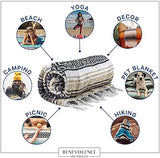 Benevolence LA Authentic Handwoven Mexican Blanket | Yoga Blankets, Outdoor, Picnic, Beach, Camping | Equestrian Saddle | Serape 50x70 inches - Sand, Pack of 1