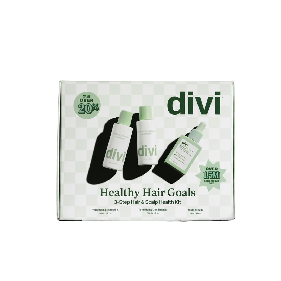 Divi Healthy Hair Goals Bundle - 30ml Hair Serum, 2 Fl Oz Volumizing Shampoo, & 2 Fl Oz Volumizing Conditioner