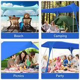 Beach Tent Pop Up Shade Canopy Sun Shelter UPF50+ with 4 Stability Poles/Carry Bag/Ground Pegs/Sand Shovel/Windproof Ropes Portable Outdoor Family Sunshade for Beach Camping(Navy Blue,10×10FT)