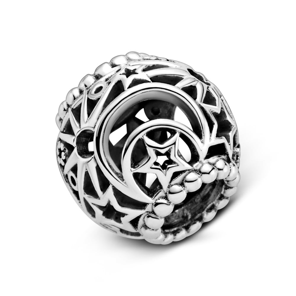 PANDORA Openwork Sun, Stars & Moon Charm - Gift for Her - Compatible Moments - Sterling Silver - With Gift Box