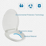Elongated Toilet Seat Slow Close, Quiet Toilet Seat Cover with Never Loosen Durable Toilet Seat Lid Easy to Install & Clean, Polypropylene (PP), White
