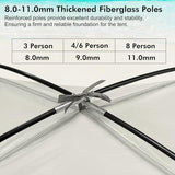 WhiteFang Beach Tent Anti-UV Portable Sun Shade Shelter for 3/4/6/8 Person, Extendable Floor with 3 Ventilating Mesh Windows Plus Carrying Bag, Stakes and Guy Lines