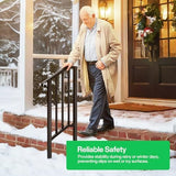 VIVOSUN Outdoor Handrail, 2 Step Stair Handrail, 26" x 36" Fits 1 to 2 Steps, Wrought Mattle Iron Stair Railing with Curved Ends and Balusters for Concrete Steps, Porch Steps, One-step Assembly, Black