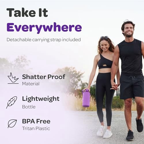 Hydracy Water Bottle with Time Marker -Large BPA Free Water Bottle & No Sweat Sleeve -Leak Proof Gym Bottle with Fruit Infuser Strainer & Times to Drink -Ideal for Fitness Sports & Outdoors