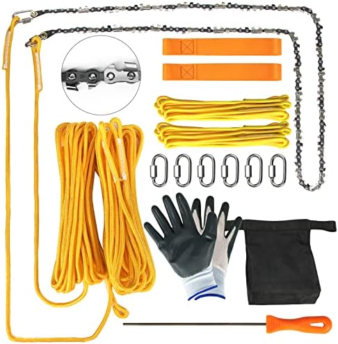 Premium 55 Inch High Limb Rope Saw with Two Ropes,70 Sharp Teeth Blades on Both Sides-Best Folding Pocket Chain Saw for Camping,Field Survival Gear,Hunting.