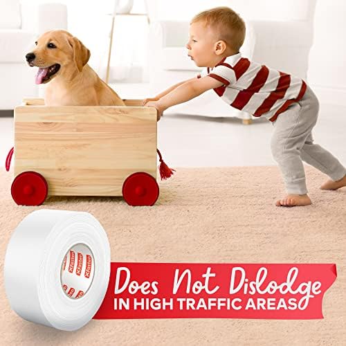 XFasten Double Sided Carpet Tape for Area Rugs 3 Inch x 20 Yards, Residue-Free Carpet Tiles Tape, Removable Heavy-Duty Rug Pad Gripper for Hardwood, Vinyl Flooring Underlayments, Laminate- Wood-Safe