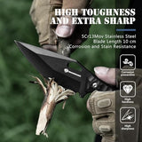 Survival Knife SEAL-FULL BLACK 9" EDC Fixed Blade Tactical Horizontal Carry Knife for Men with Kydex Sheath, 5mm Thick Stainless Steel, G10 Anti-Slip Handle, Ideal for Gifting, Full Black