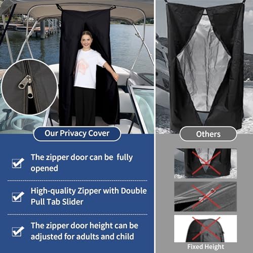Tuszom Heavy Duty 600D Privacy Tent for Boat, Heavy Duty Hanging Changing Room for Bimini Top with Storage Bag, Portable Privacy Station for Pontoons