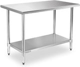 STABLEINK NSF Stainless Steel Prep Table 48 x 24 Inches Metal Work Table with Adjustable Undershelf for Commercial Kitchen, Restaurant, Hotel and Garage