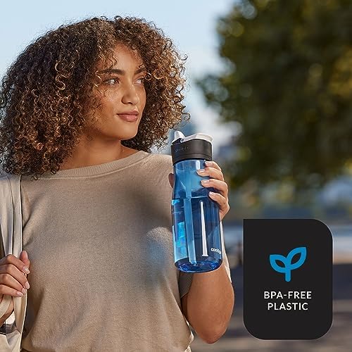 Contigo Ashland 2.0, 32oz Leak-Proof Water Bottle, Angled Straw & Lid Lock, Blue Poppy Color, Dishwasher Safe and Suitable for Travel