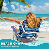 LEMBERI Backpack Beach Chairs for Adults,1/2 Pack Folding Heavy Duty Camping Chair with Large Pockets and Cup Holder,Adjustable high Beach Lounge Chairs with Towel Rack for Outdoor,Travel (2, Blue)