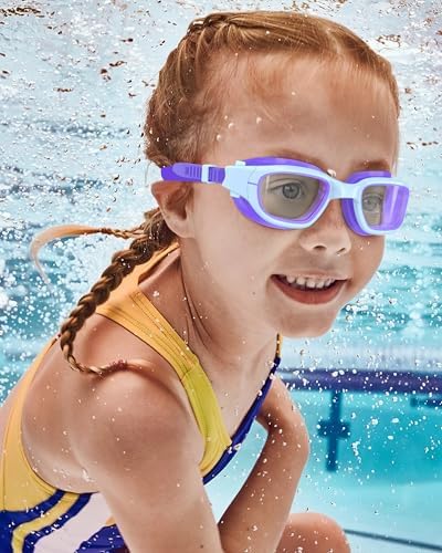 Kids Swim Goggles,Swimming Goggles for Kids 6-14, Anti-Fog UV Protection Pool Glasses for Boys Girls