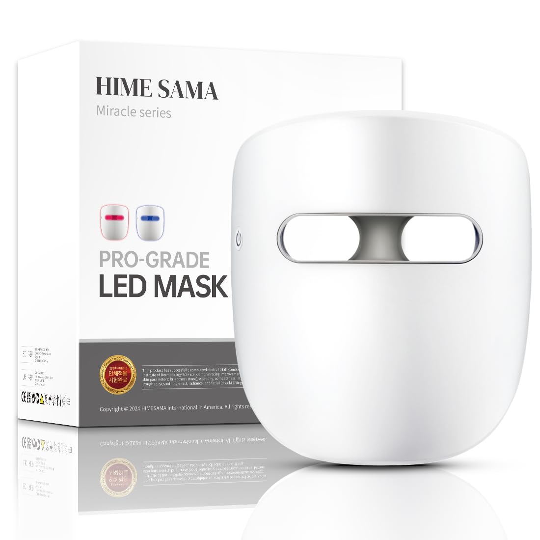 HIME SAMA LED Face Mask, 8 Color LED Mask for Face Skin Care, FSA/HSA Eligible, Red Light Mask for Face, Infrared, Red & Blue Light Mask, Wrinkle Reduction, Wireless. (Miracle ACE RB-050)