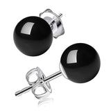 8mm Black Pearl Stud Earrings for Women - Sterling Silver - 0 Allergies