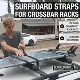 Ho Stevie! Surfboard Tie Down Straps (Pair) for Roof Rack Crossbars - Easy to Use - 'No Scratch' Silicone Buckle Covers Prevent Damage