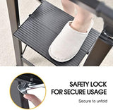 KINGRACK Aluminium 3 Step Ladder, Lightweight Step Stool with Non-Slip Pedals, Handrail, 330 LBS Foldable Step Ladder for Kitchen, Garage, Home, Space Saving, Sturdy and Portable, Black