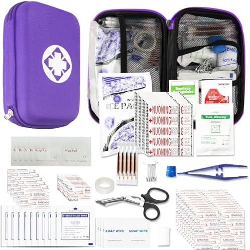 Car-Home Survival First-Aid Kit Emergency-Kit - Purple 273Piece Equipment Travel Supplies First Aid Set Home Essentials Camping Hiking YIDERBO