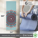 Gaiam Yoga Mat - Premium 6mm Print Extra Thick Non Slip Exercise & Fitness Mat for All Types of Yoga, Pilates & Floor Workouts (68"L x 24"W x 6mm Thick)