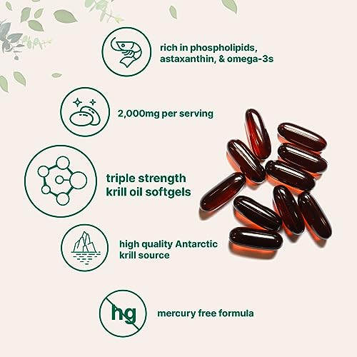 Micro Ingredients Antarctic Krill Oil Supplement, 2,000mg Per Serving, 240 Softgels, Triple Strength, Rich in Omega-3s EPA, DHA & Natural Astaxanthin, Supports Immune System & Brain Health