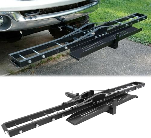 600LBS Steel Motorcycle Scooter Dirtbike Carrier Hauler Hitch Mount Rack Ramp Anti Tilt