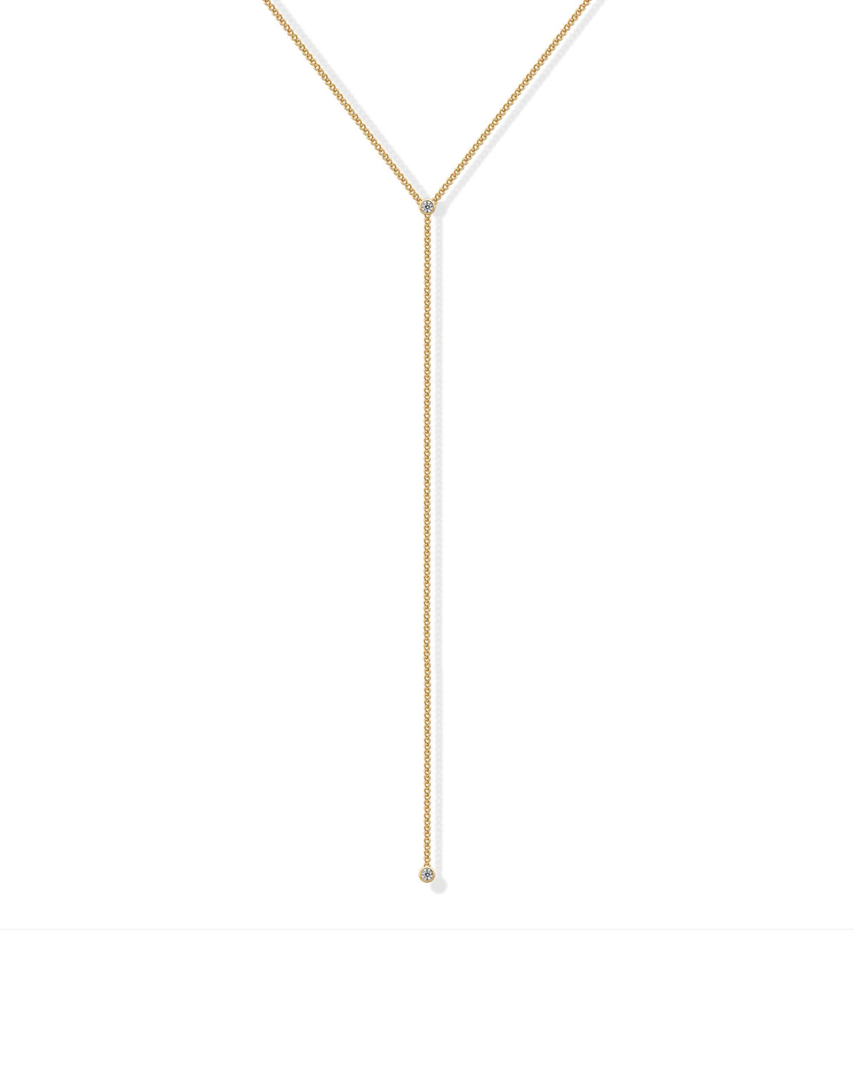 PAVOI CZ Dainty Lariat for Women, 14K Gold Plated, Yellow Gold, Y
