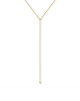 PAVOI CZ Dainty Lariat for Women, 14K Gold Plated, Yellow Gold, Y