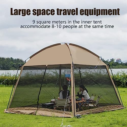 GVDV Screen House Tent 11x11 Ft Mesh Net, Outdoor Camping Screen Room Sun Shade Gazebo Shelter Included Carry Bag, Easy Setup & Waterproof, Perfect for Family Picnic, Backyards, BBQ and Party