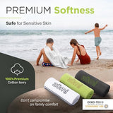 Zumi 100% Cotton Quick Dry Large Travel Towel - Soft, Thin, Compact, Highly Absorbent, Lightweight Camping Towel for Beach, Gym, Bath, Shower, Swimming, Dorm, RV - Gray