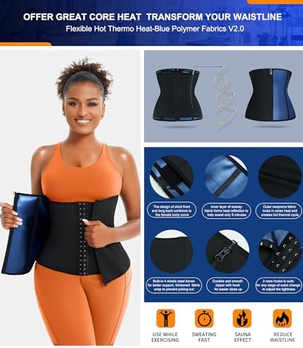 TrainingGirl Waist Trainer for Women Lower Belly Waist Trimmer Corset Tummy Wrap Workout Sweat Belt Band Sports Sauna Suit