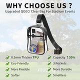 3 Pockets Clear Bag for Stadium Events with 2 Long Straps Sling Backpack Fanny Pack Concert Crossbody Purses for Women