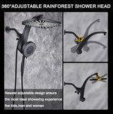 High Pressure Rain Shower Head: Upgrade Shower Heads with Handheld Spray Combo with Fixed Showerhead and 10 Sprays Handheld Shower Head, Detachable Showerheads Built-in Magnetic Docking and Power Jets
