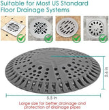 Shower Drain Hair Catcher, 2 Pack 5.5in Shower Hair Catcher Large Premium Silicone Drain Protector Strainer, Shower Drain Cover for Shower Room, Floor Drain, Bathroom Sink, Dark Grey