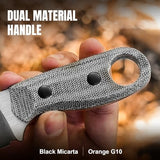 Kizer Beaver Fixed Blade Knife with Sheath, 2.75" Nitro-V Steel Blade EDC Camping Knife with Black Micarta and Orange G10 Handle, Small Bushcraft Survival Hunting Knives for Men Women, 1078A2